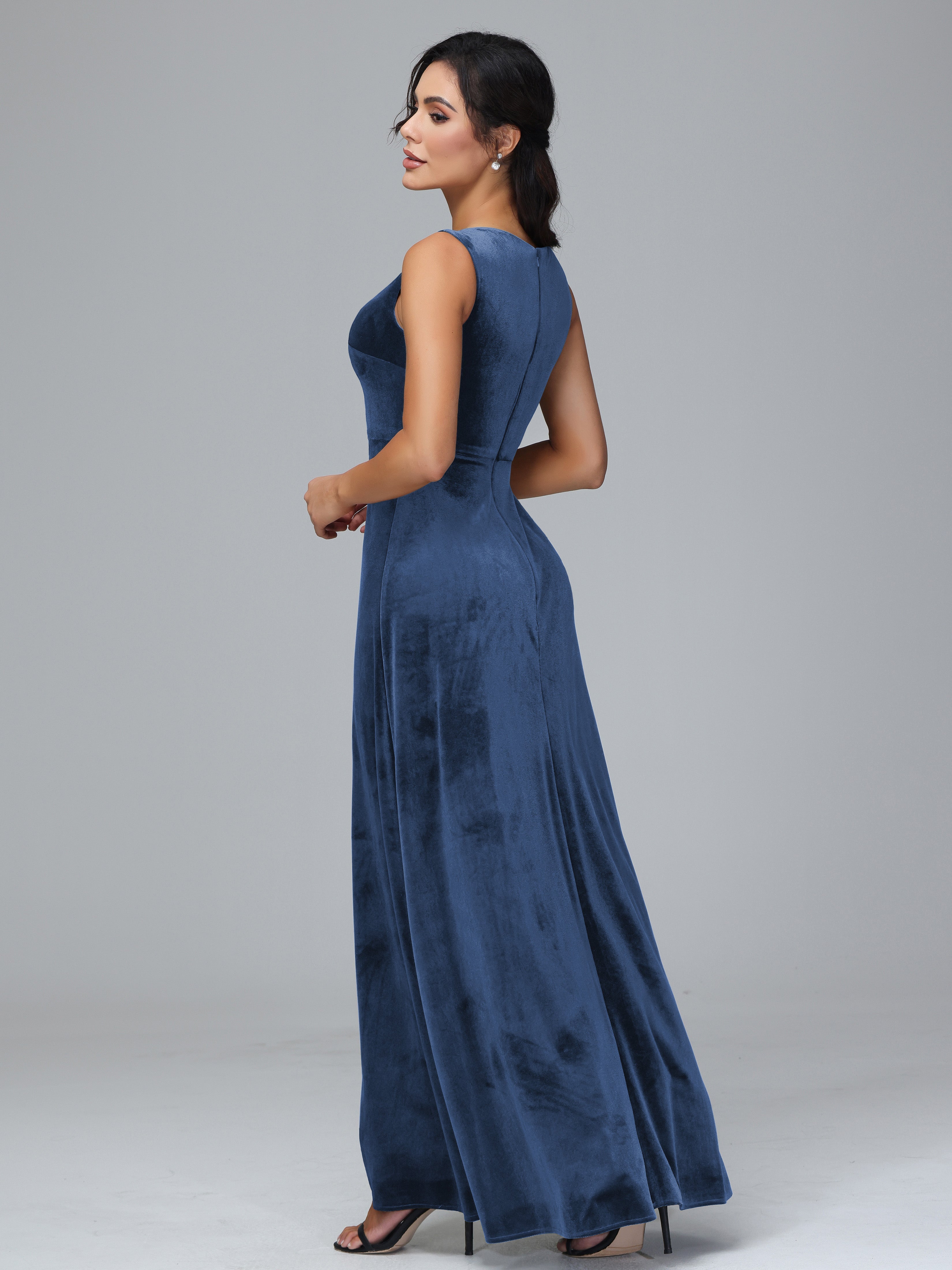 Straps V Neck Plus Size Bridesmaid Dress With Slit