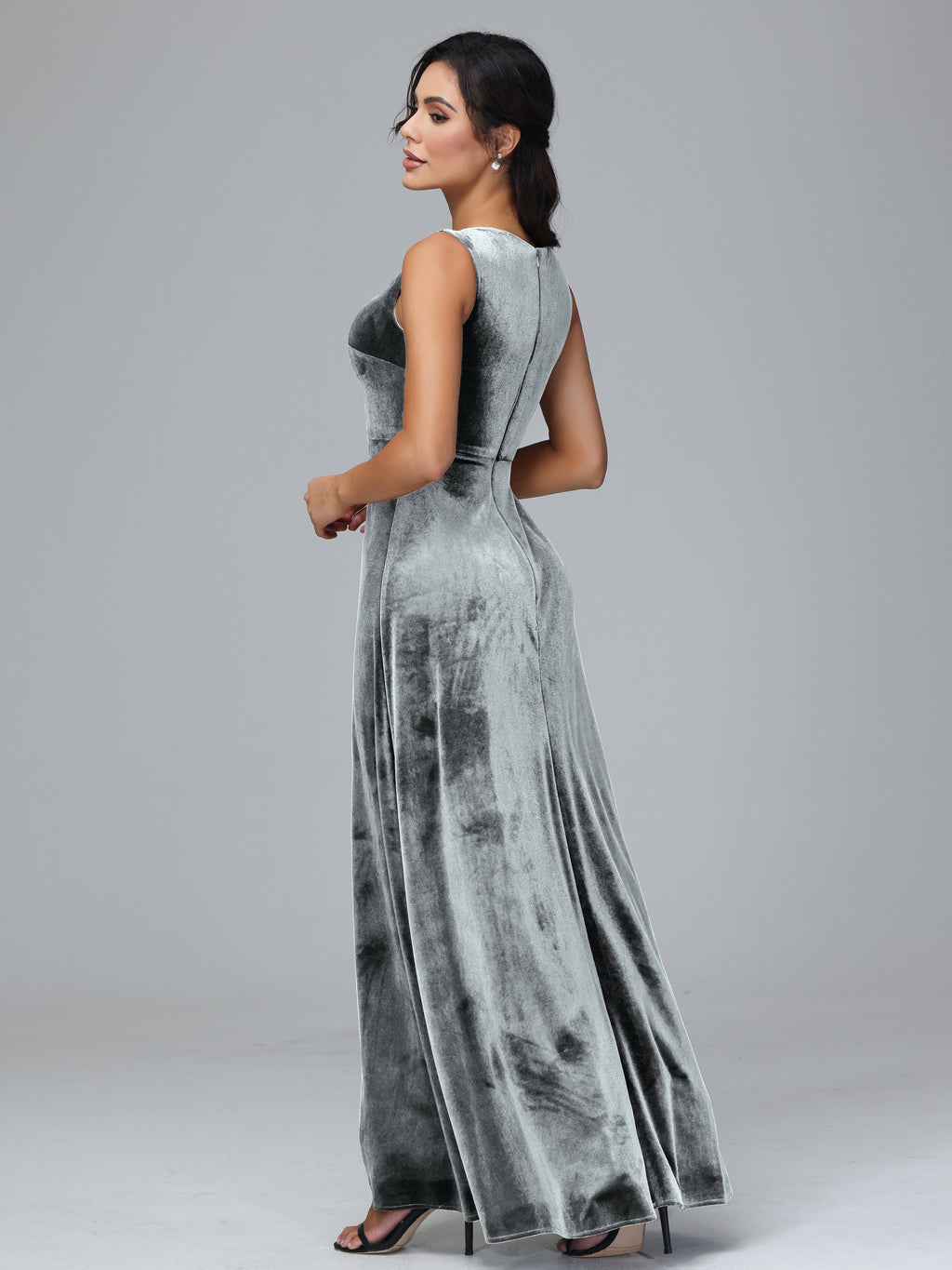 Straps V Neck Plus Size Bridesmaid Dress With Slit