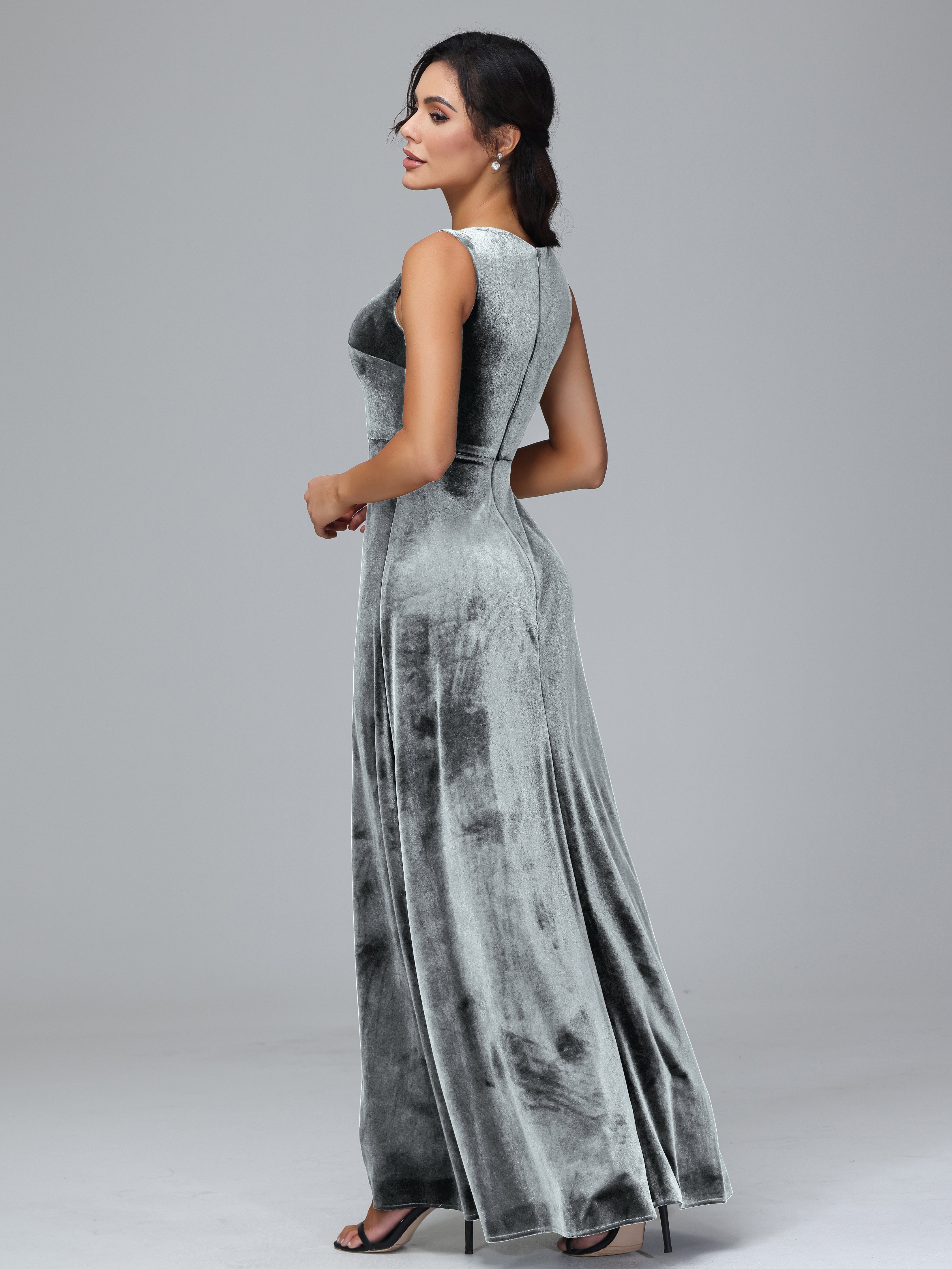 Straps V Neck Plus Size Bridesmaid Dress With Slit