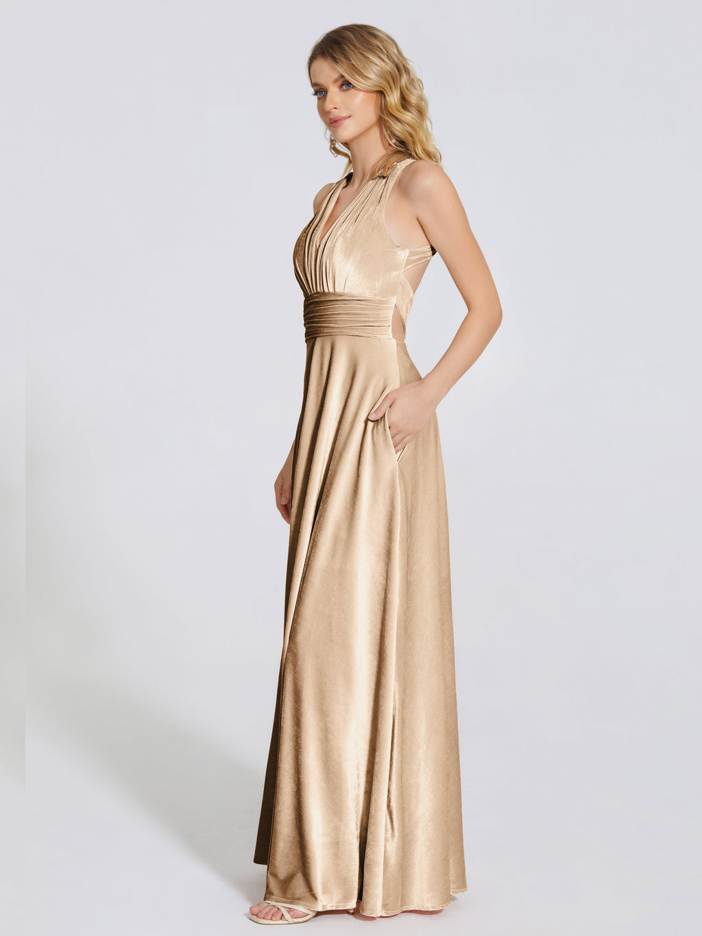 Brooklynn Straps Velvet Bridesmaid Dress With Empire Waist
