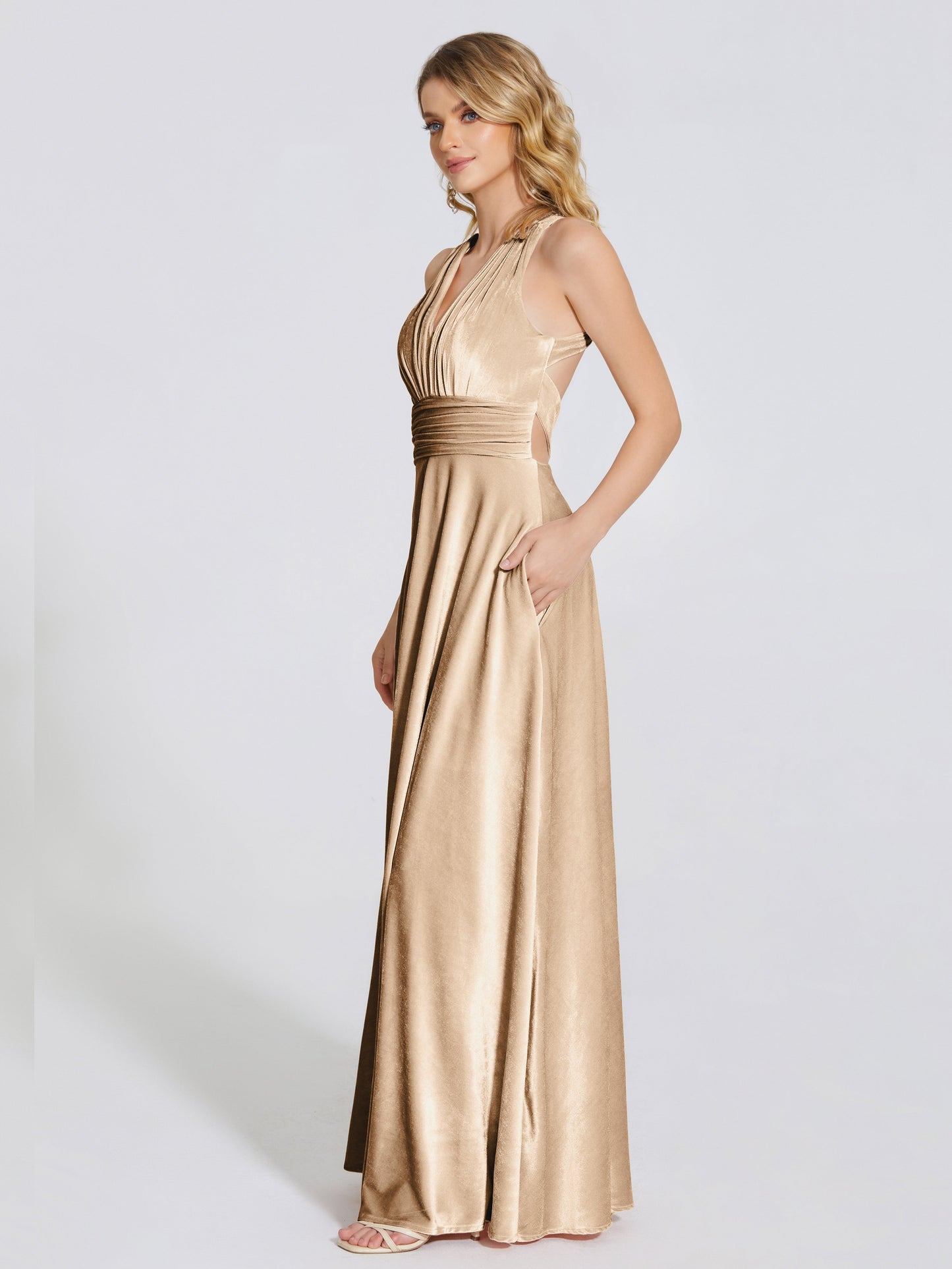 Brooklynn Straps Velvet Bridesmaid Dress With Empire Waist