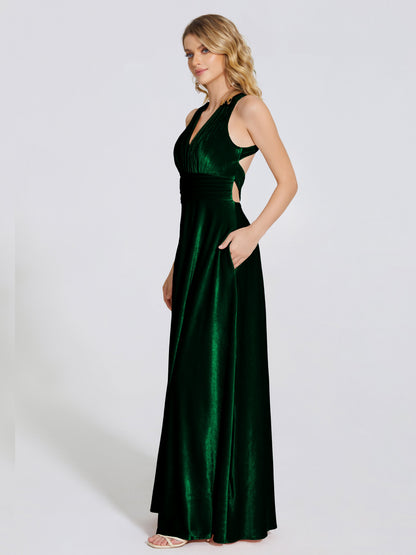 Brooklynn Straps Velvet Bridesmaid Dress With Empire Waist