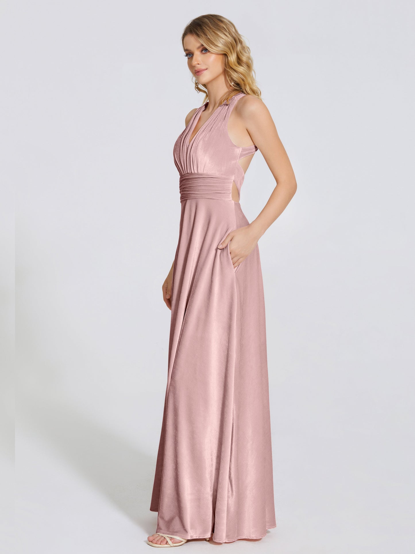 Brooklynn Straps Velvet Bridesmaid Dress With Empire Waist