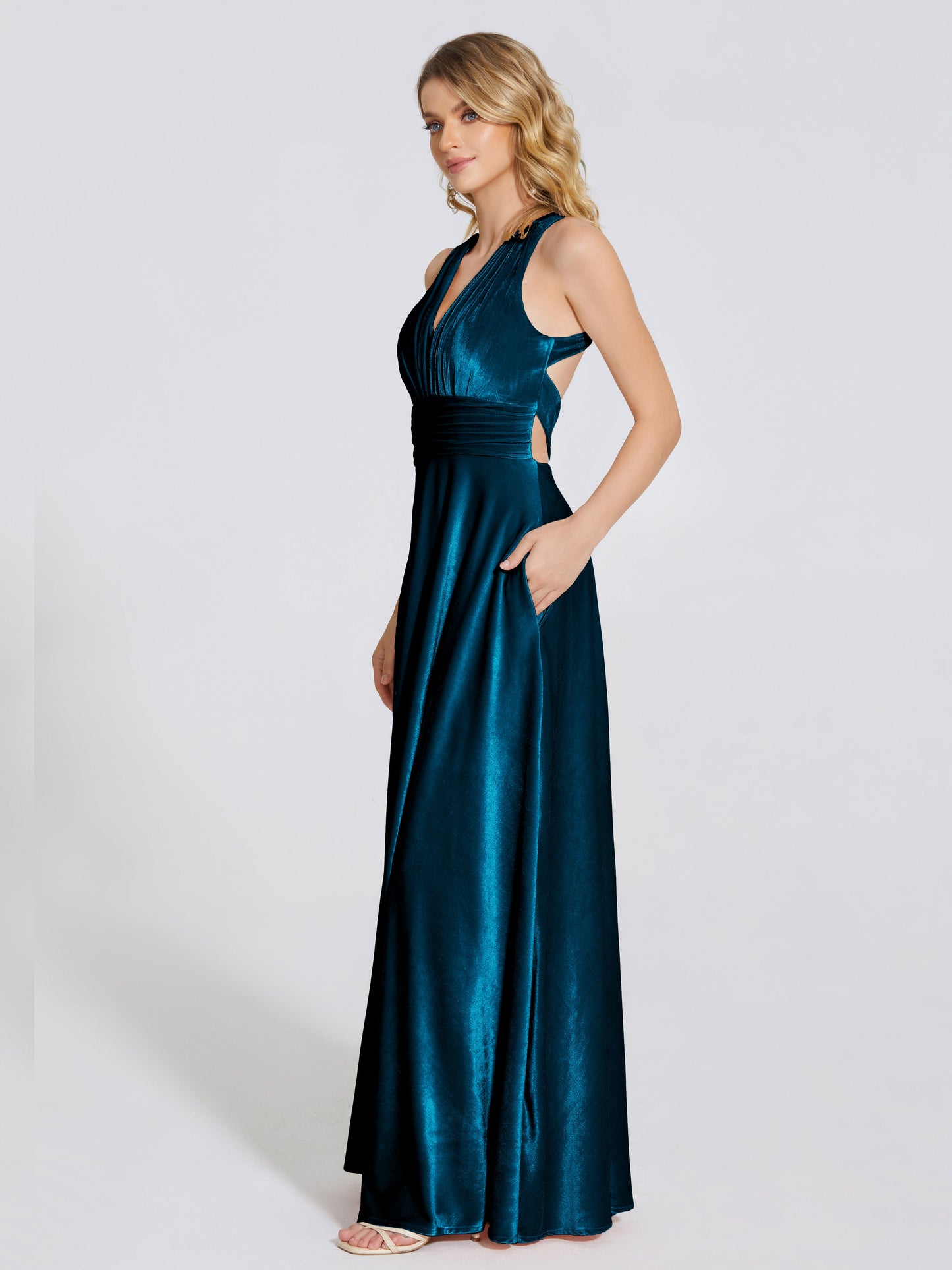 Brooklynn Straps Velvet Bridesmaid Dress With Empire Waist