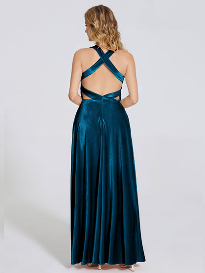 Brooklynn Straps Velvet Bridesmaid Dress With Empire Waist