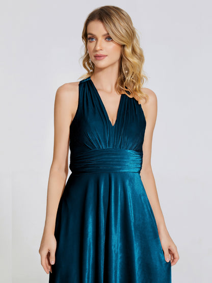 Brooklynn Straps Velvet Bridesmaid Dress With Empire Waist