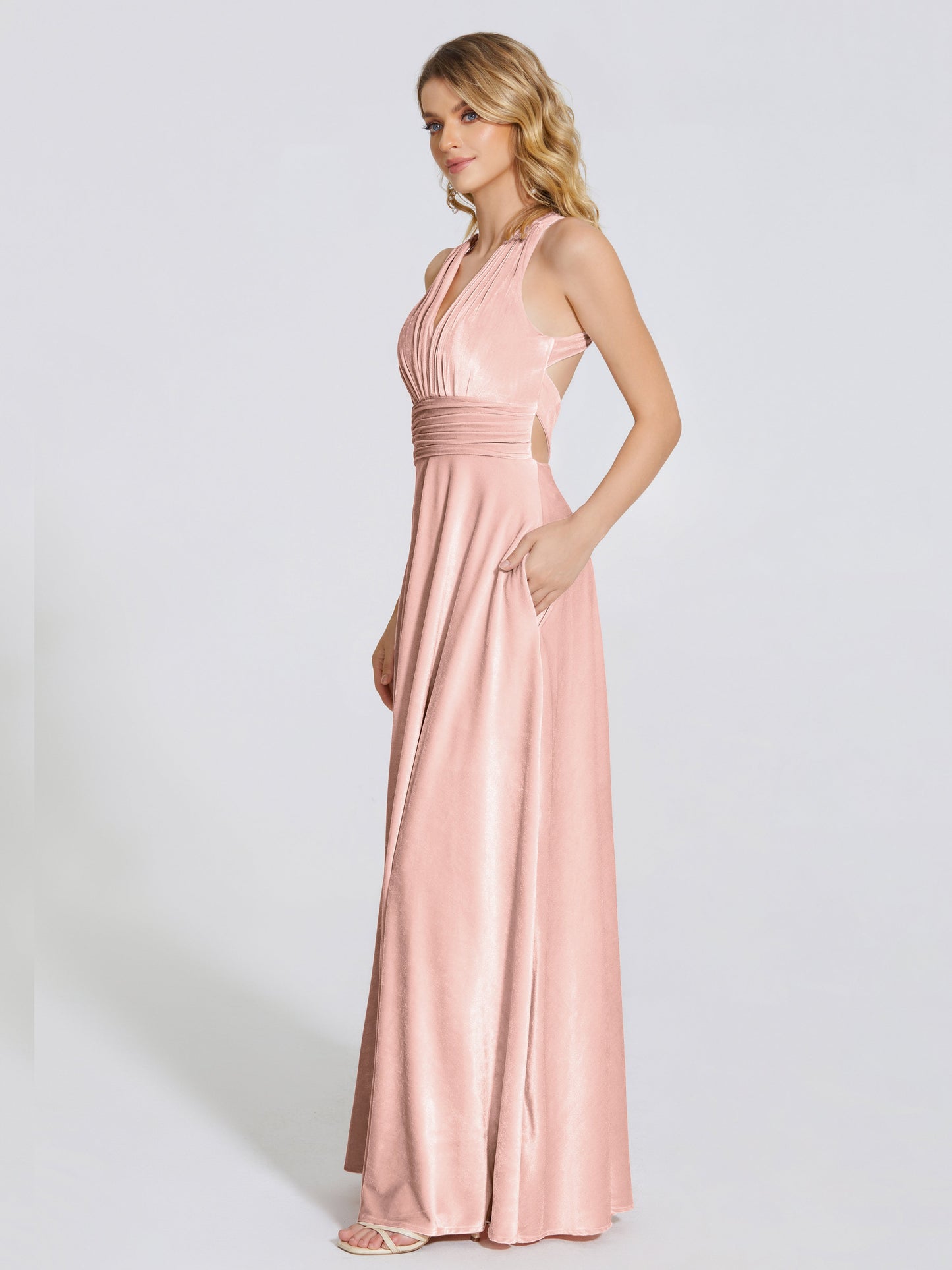 Brooklynn Straps Velvet Bridesmaid Dress With Empire Waist