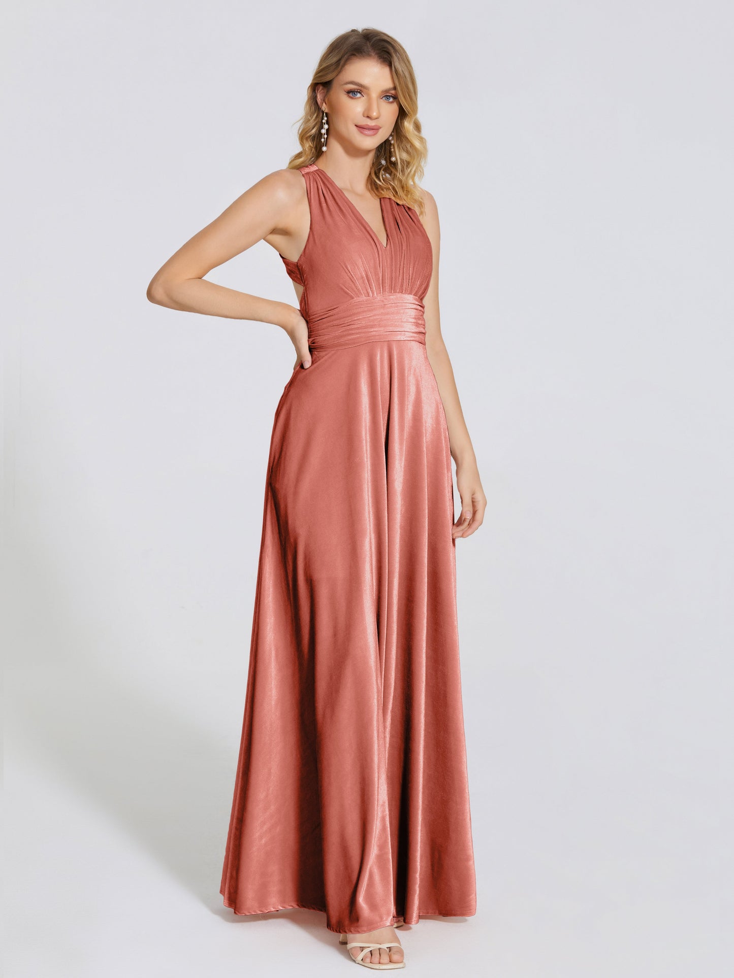 Brooklynn Straps Velvet Bridesmaid Dress With Empire Waist