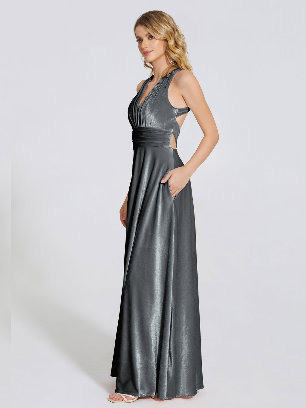 Brooklynn Straps Velvet Bridesmaid Dress With Empire Waist