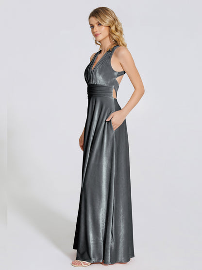 Brooklynn Straps Velvet Bridesmaid Dress With Empire Waist