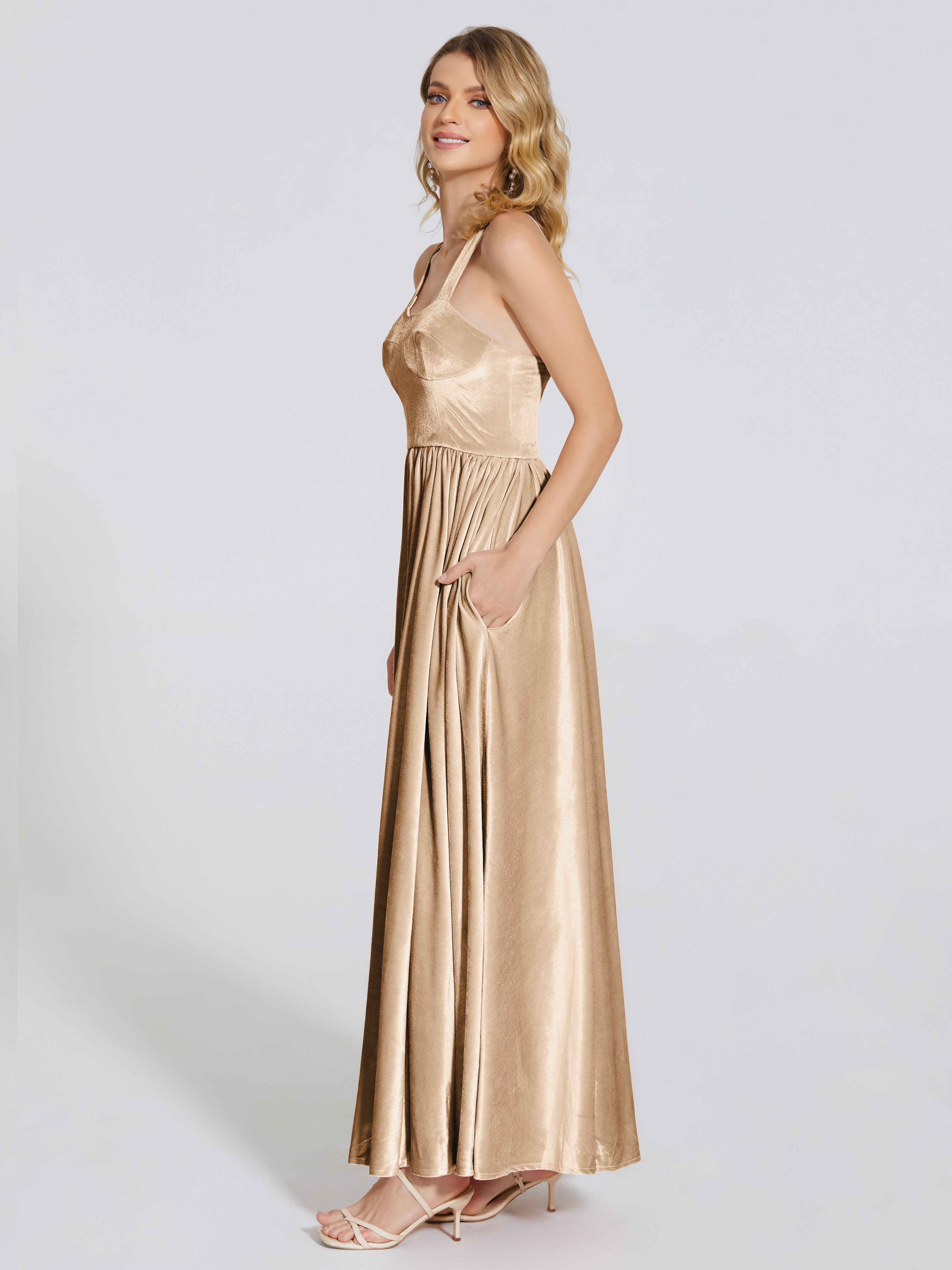 Brynlee Sweetheart Velvet A-line Bridesmaid Dress