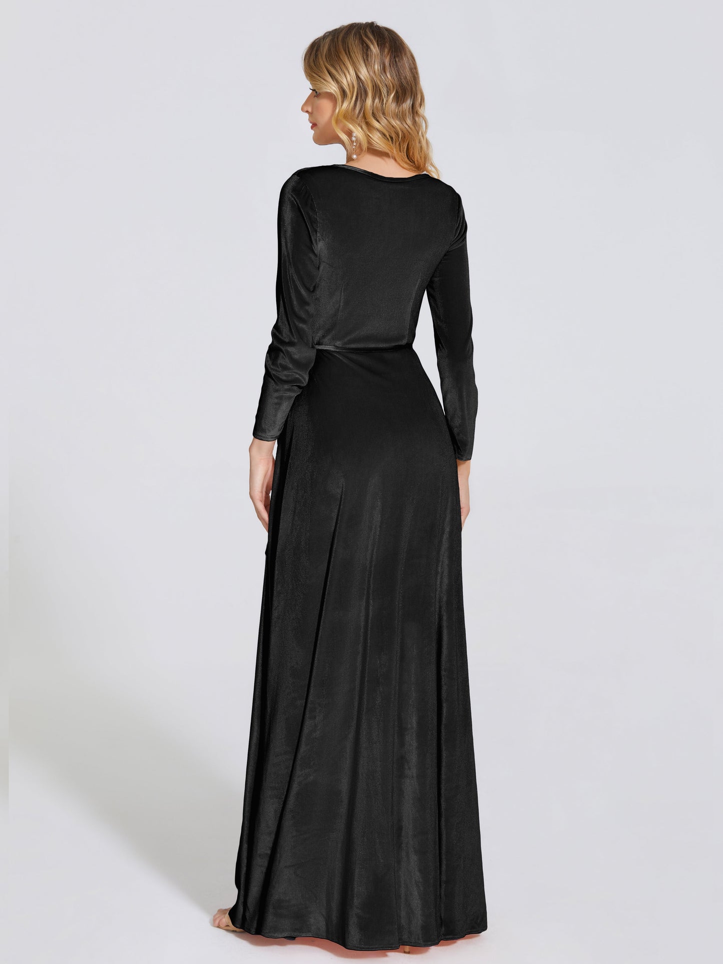Leila V Neck Velvet Bridesmaid Dress With Sleeves