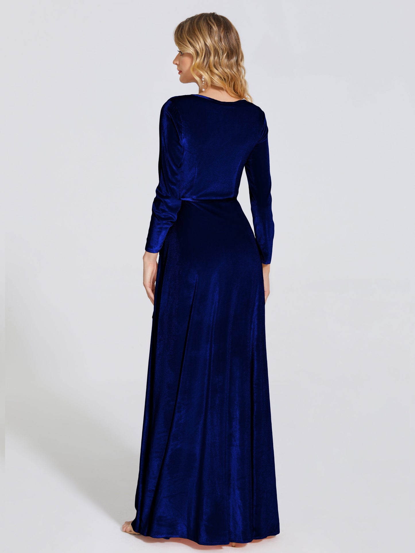 Leila V Neck Velvet Bridesmaid Dress With Sleeves