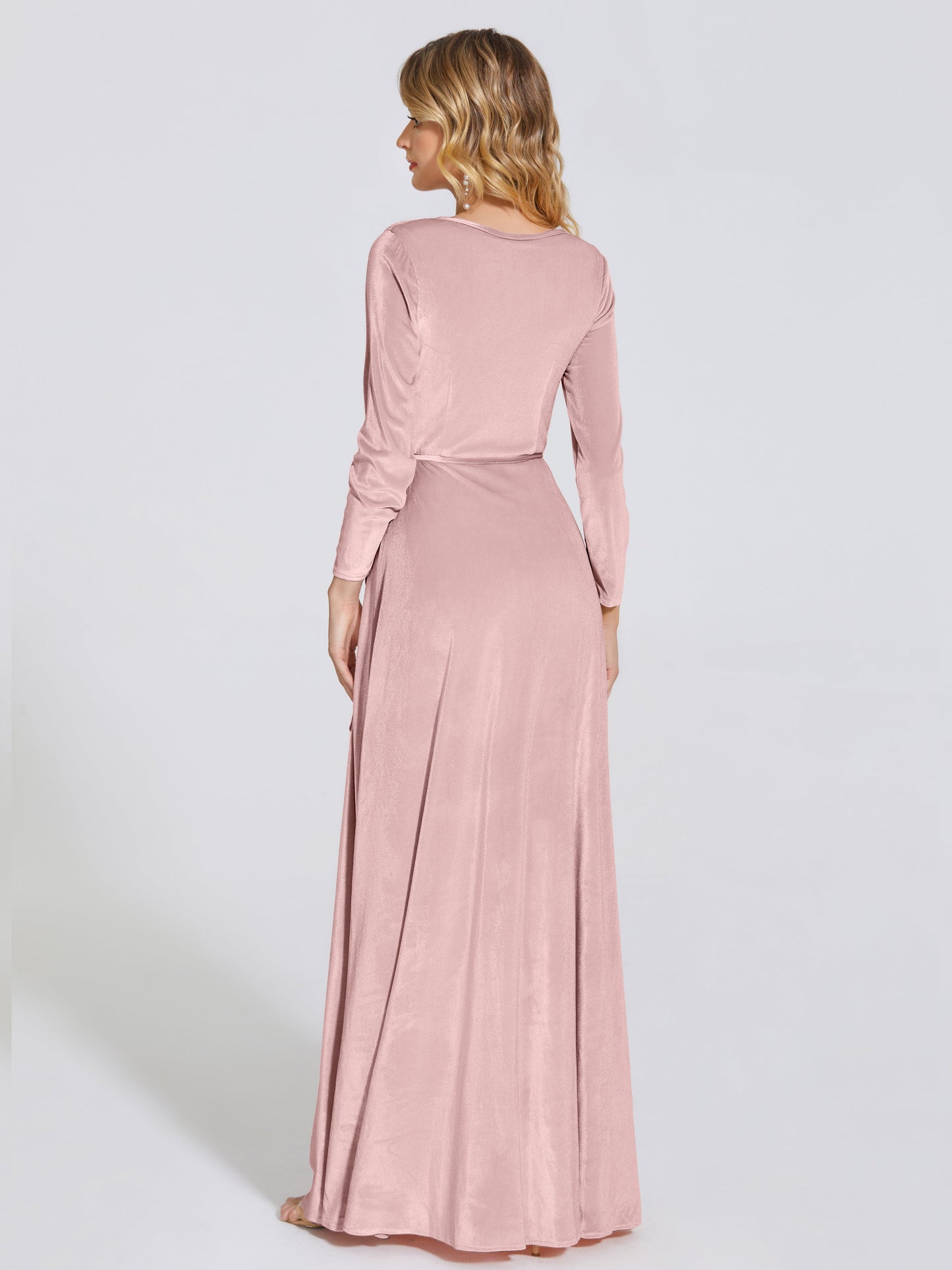 Leila V Neck Velvet Bridesmaid Dress With Sleeves