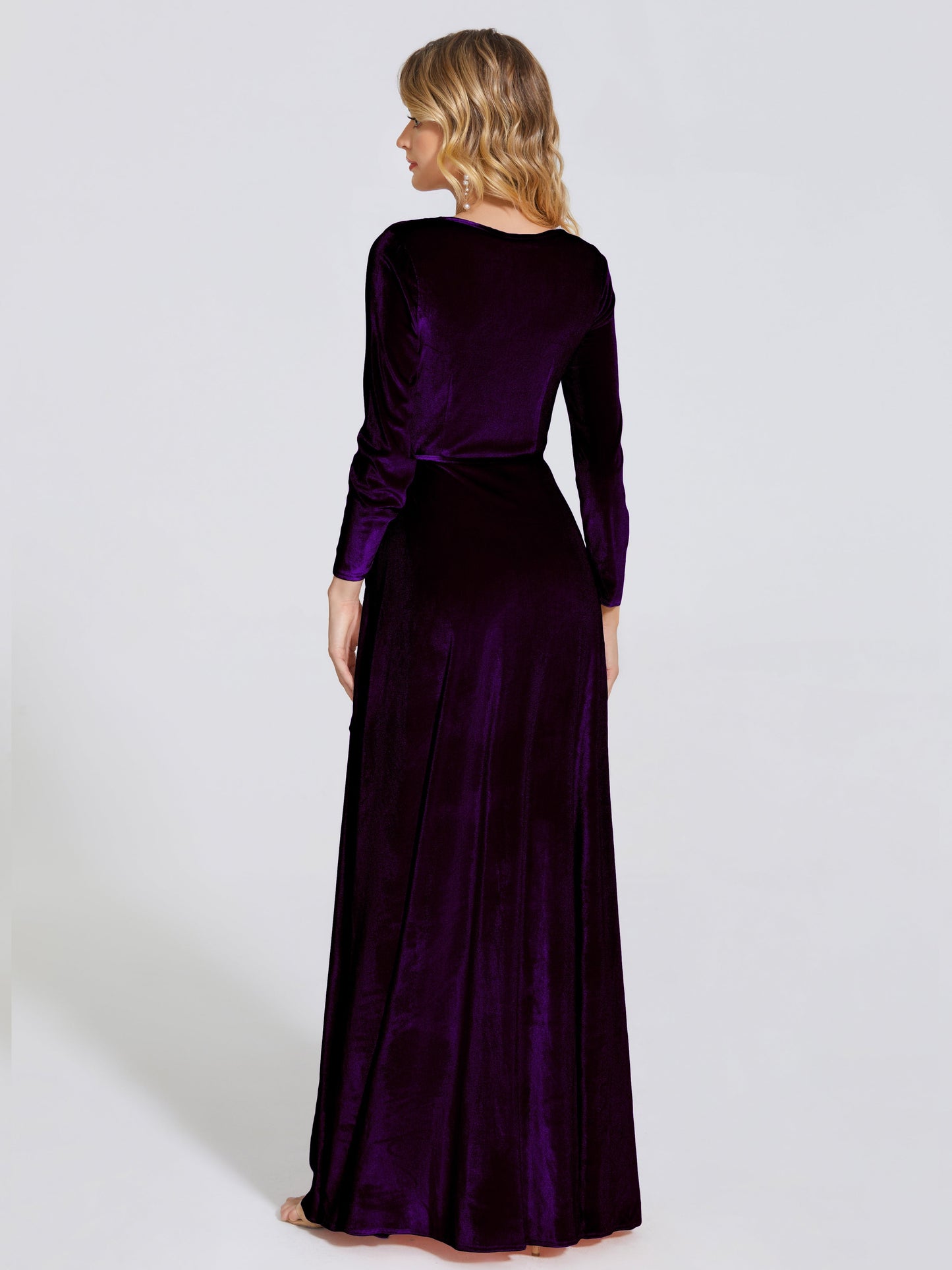 Leila V Neck Velvet Bridesmaid Dress With Sleeves