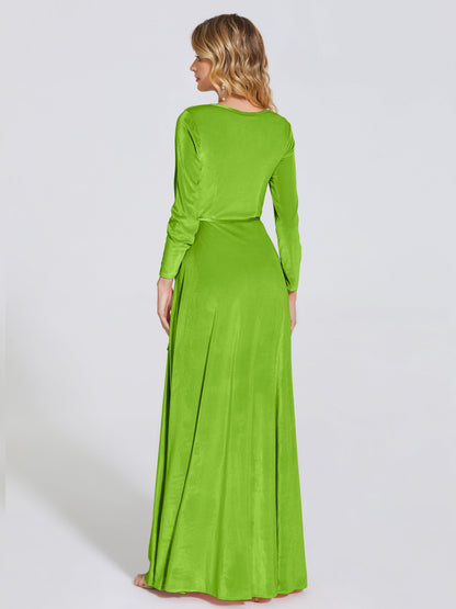 Leila V Neck Velvet Bridesmaid Dress With Sleeves