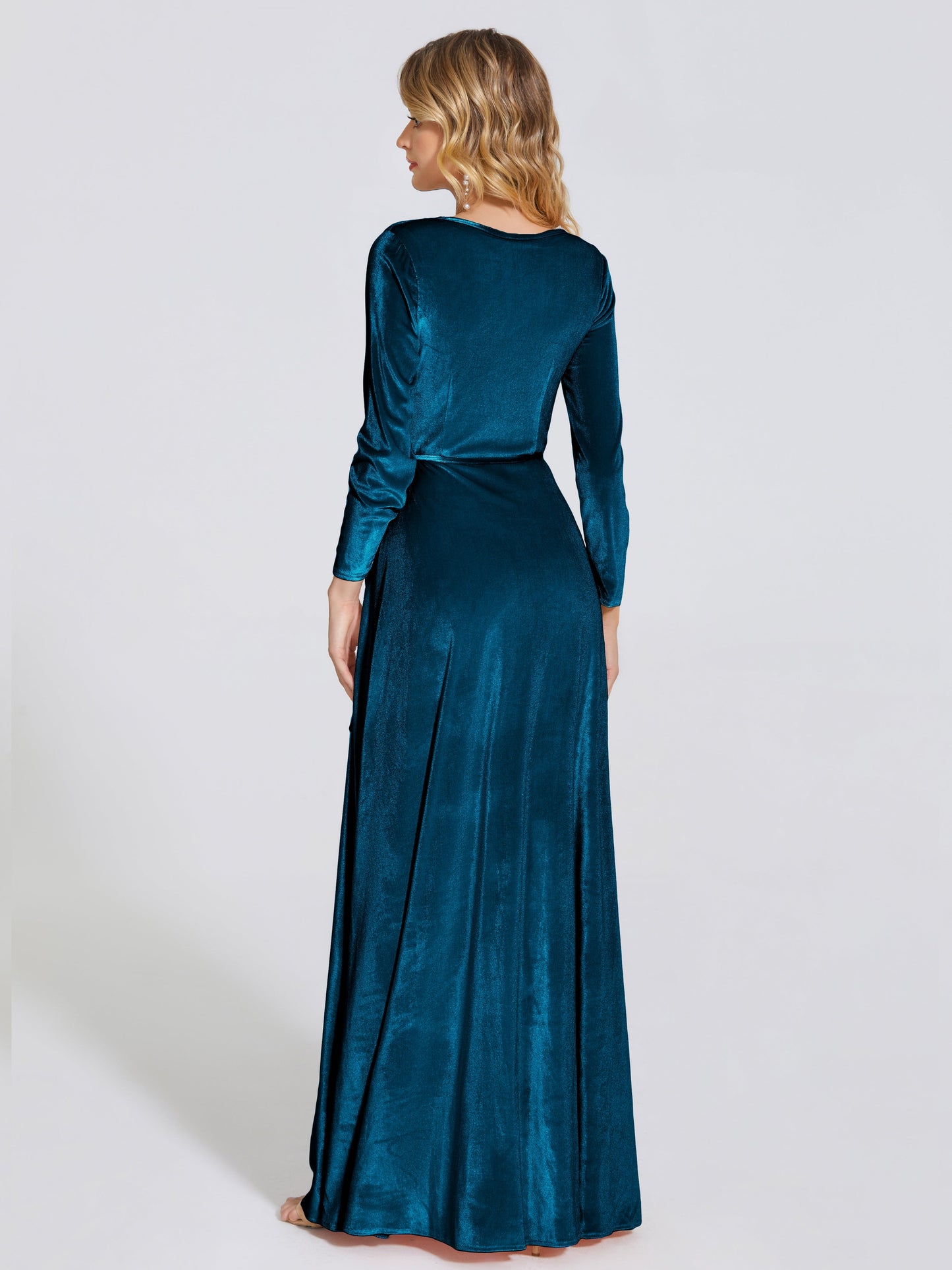 Leila V Neck Velvet Bridesmaid Dress With Sleeves