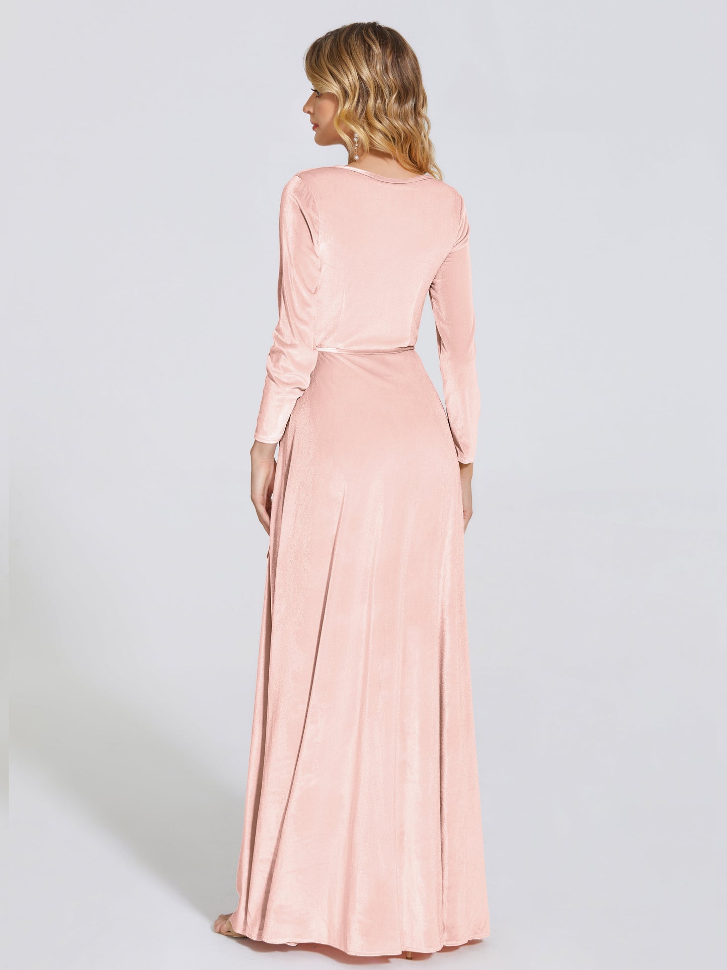 Leila V Neck Velvet Bridesmaid Dress With Sleeves