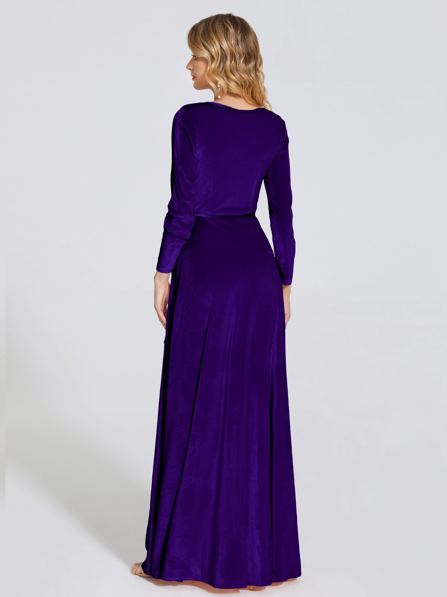 Leila V Neck Velvet Bridesmaid Dress With Sleeves