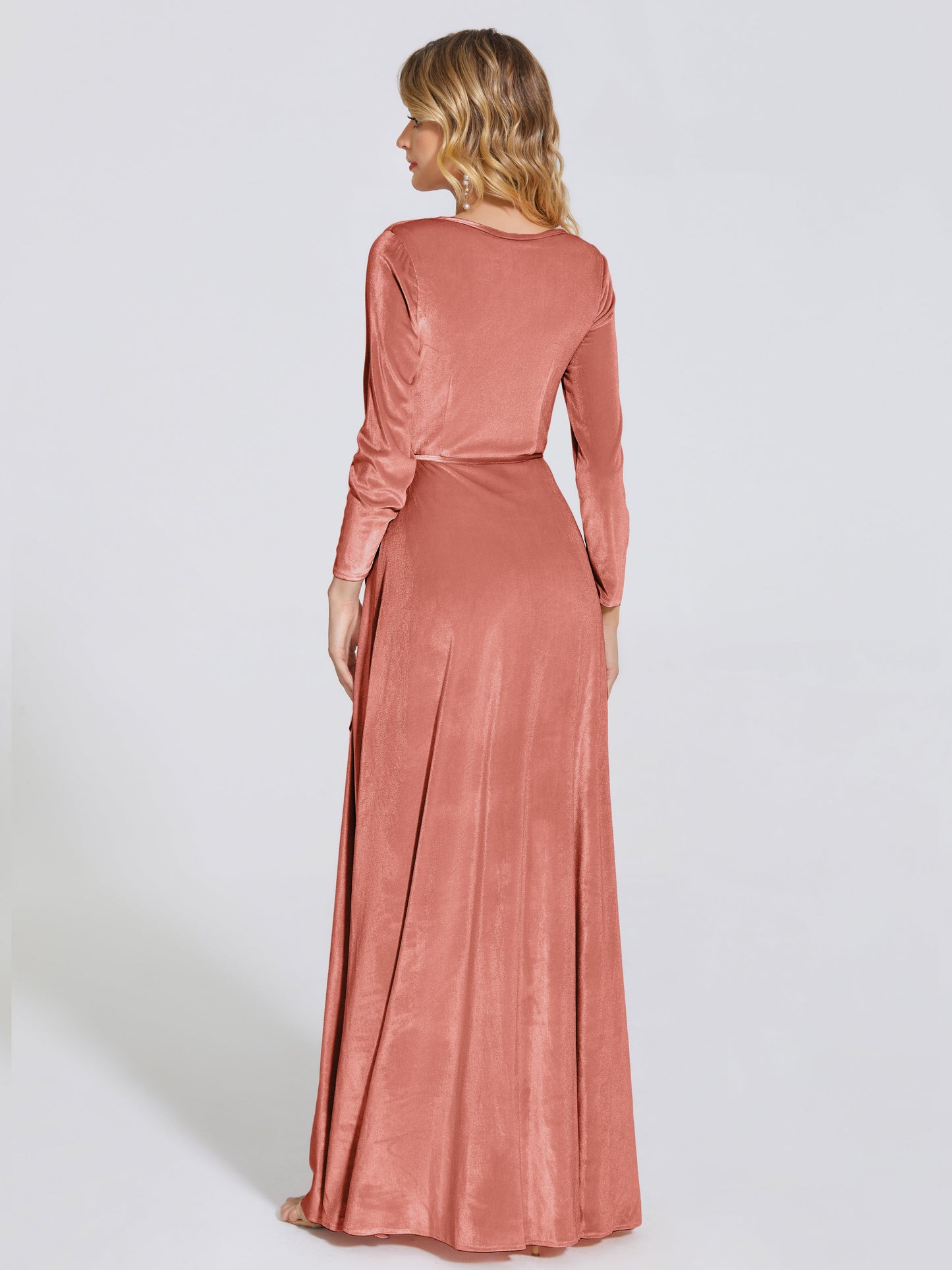 Leila V Neck Velvet Bridesmaid Dress With Sleeves