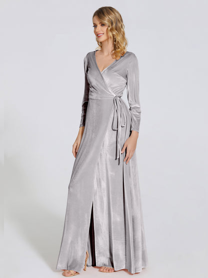 Leila V Neck Velvet Bridesmaid Dress With Sleeves