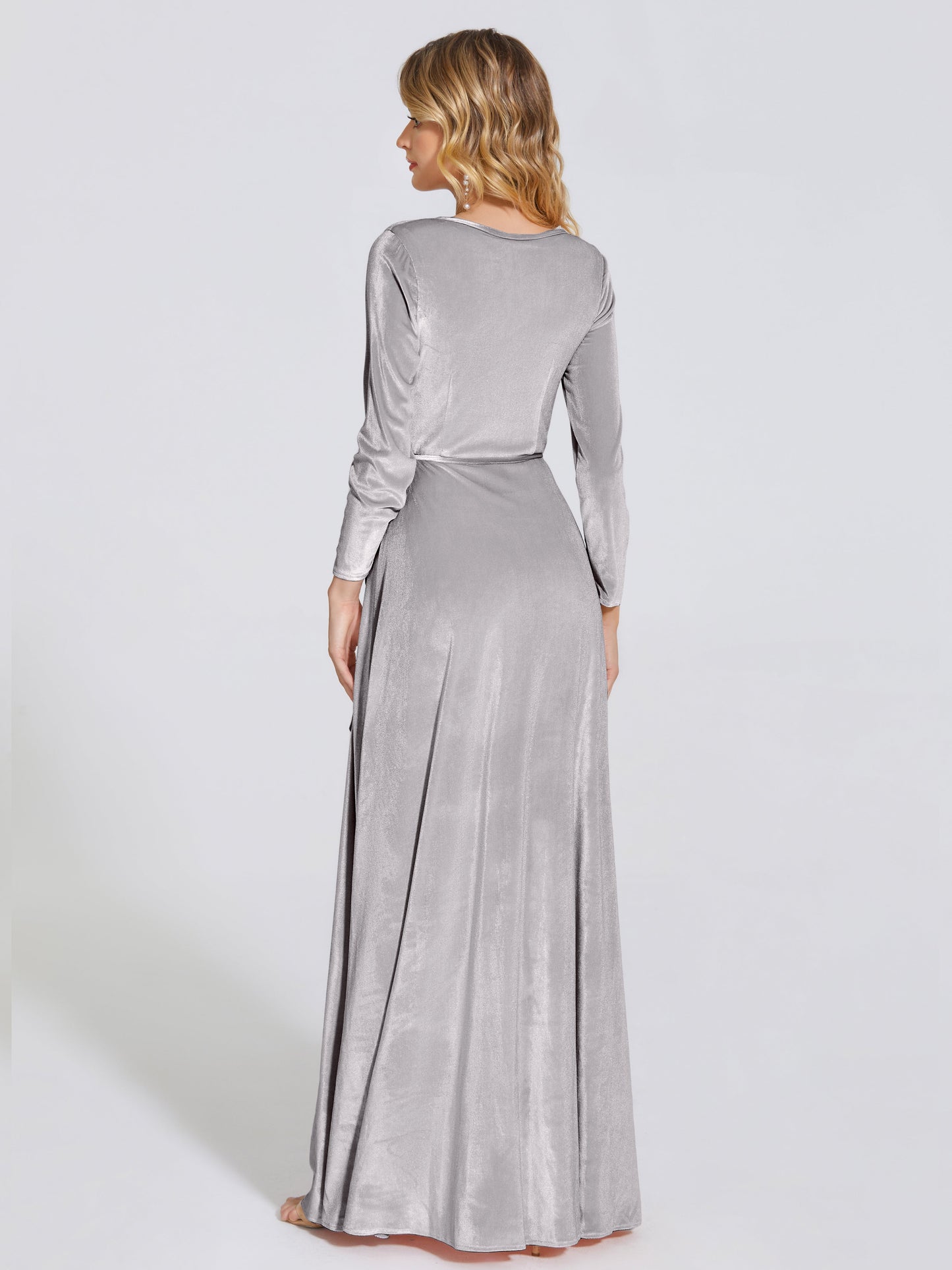 Leila V Neck Velvet Bridesmaid Dress With Sleeves