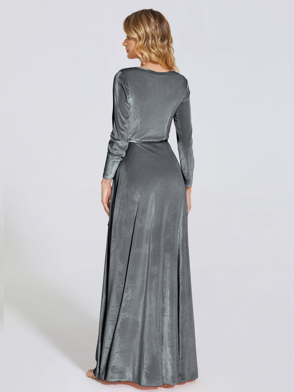 Leila V Neck Velvet Bridesmaid Dress With Sleeves