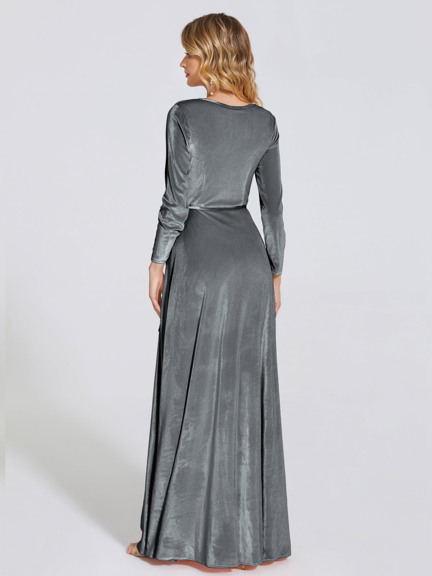 Leila V Neck Velvet Bridesmaid Dress With Sleeves