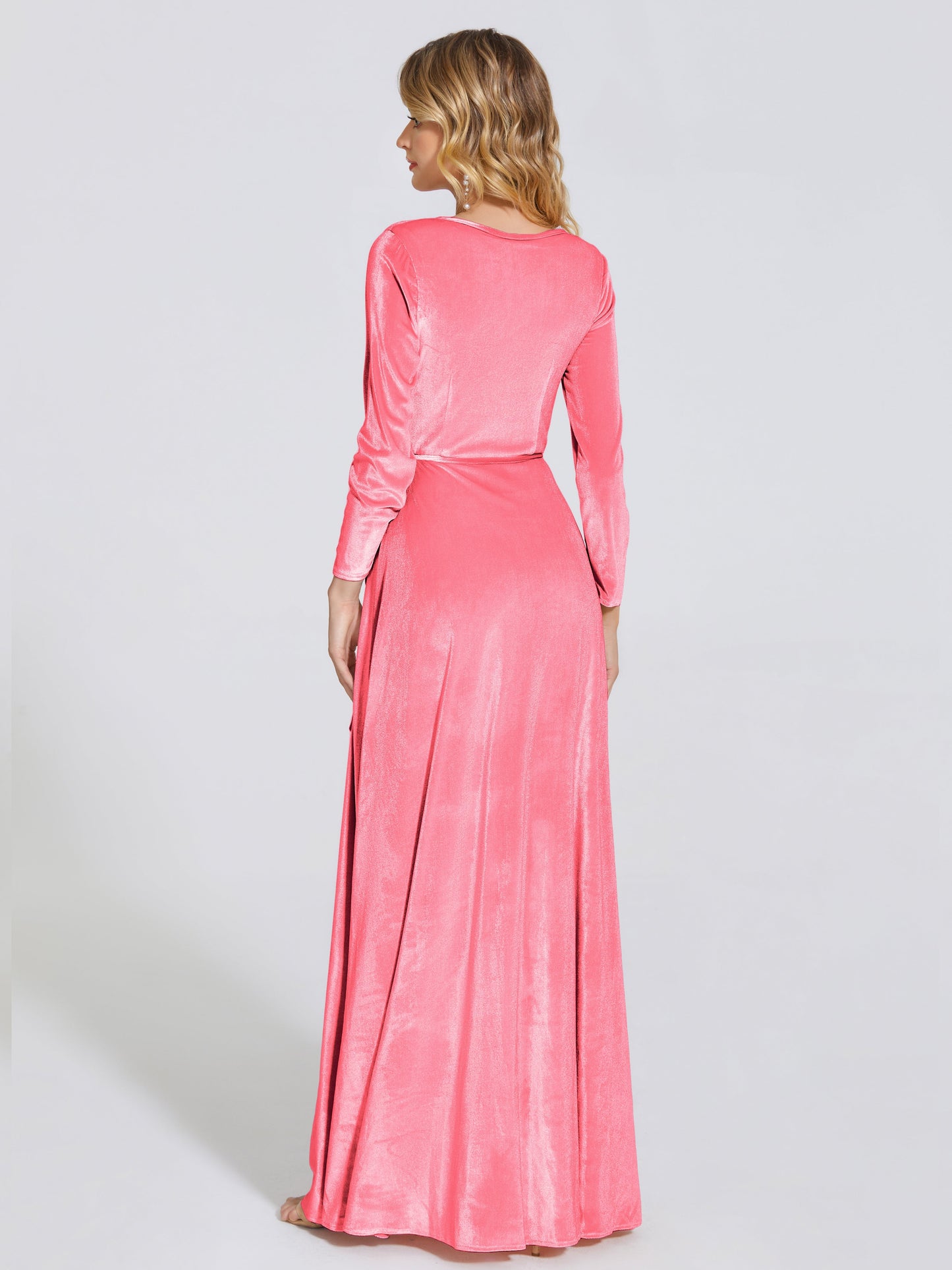 Leila V Neck Velvet Bridesmaid Dress With Sleeves
