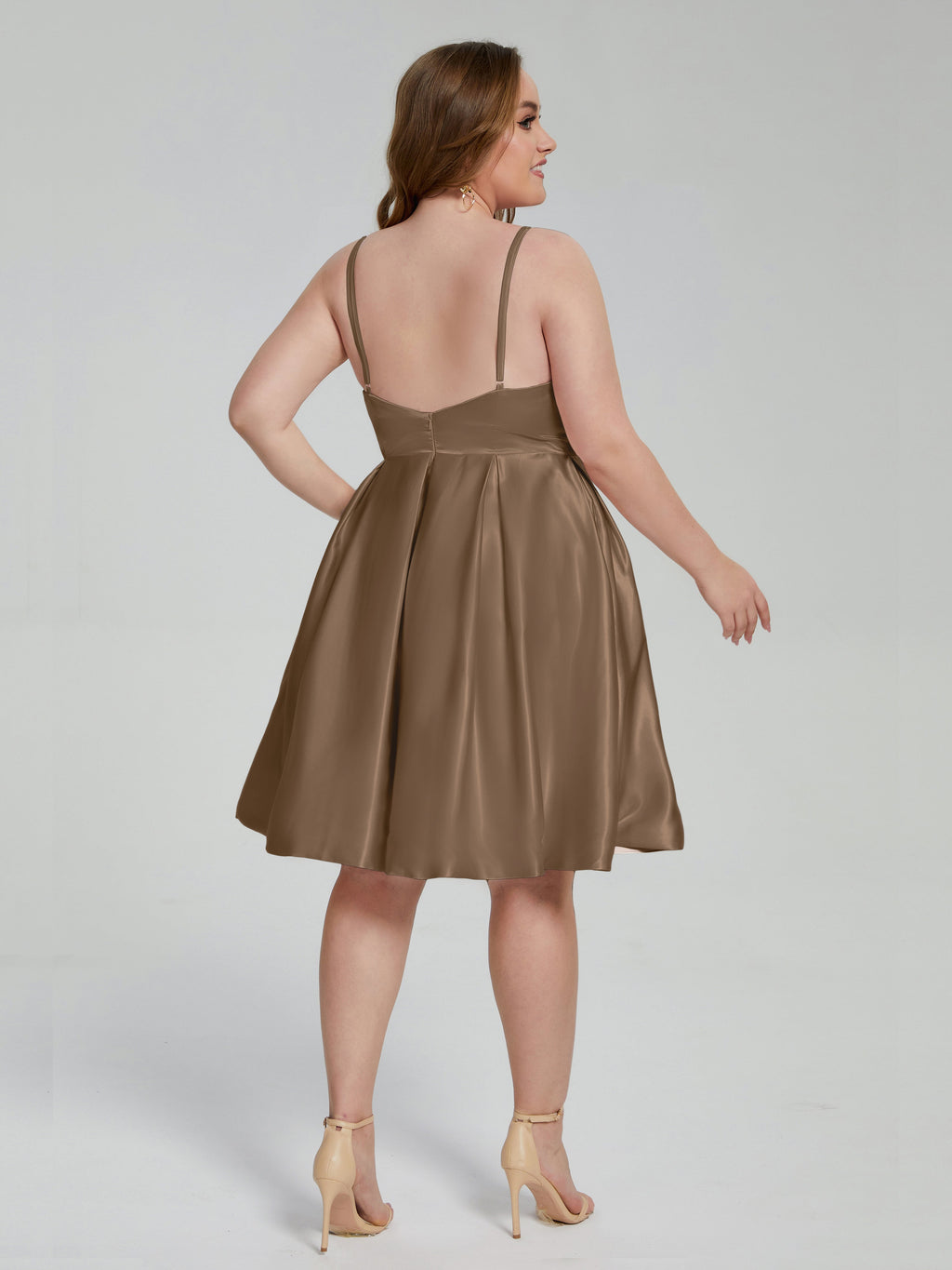 Josie Simple Plus Size Soft Satin Short Bridesmaid Dresses