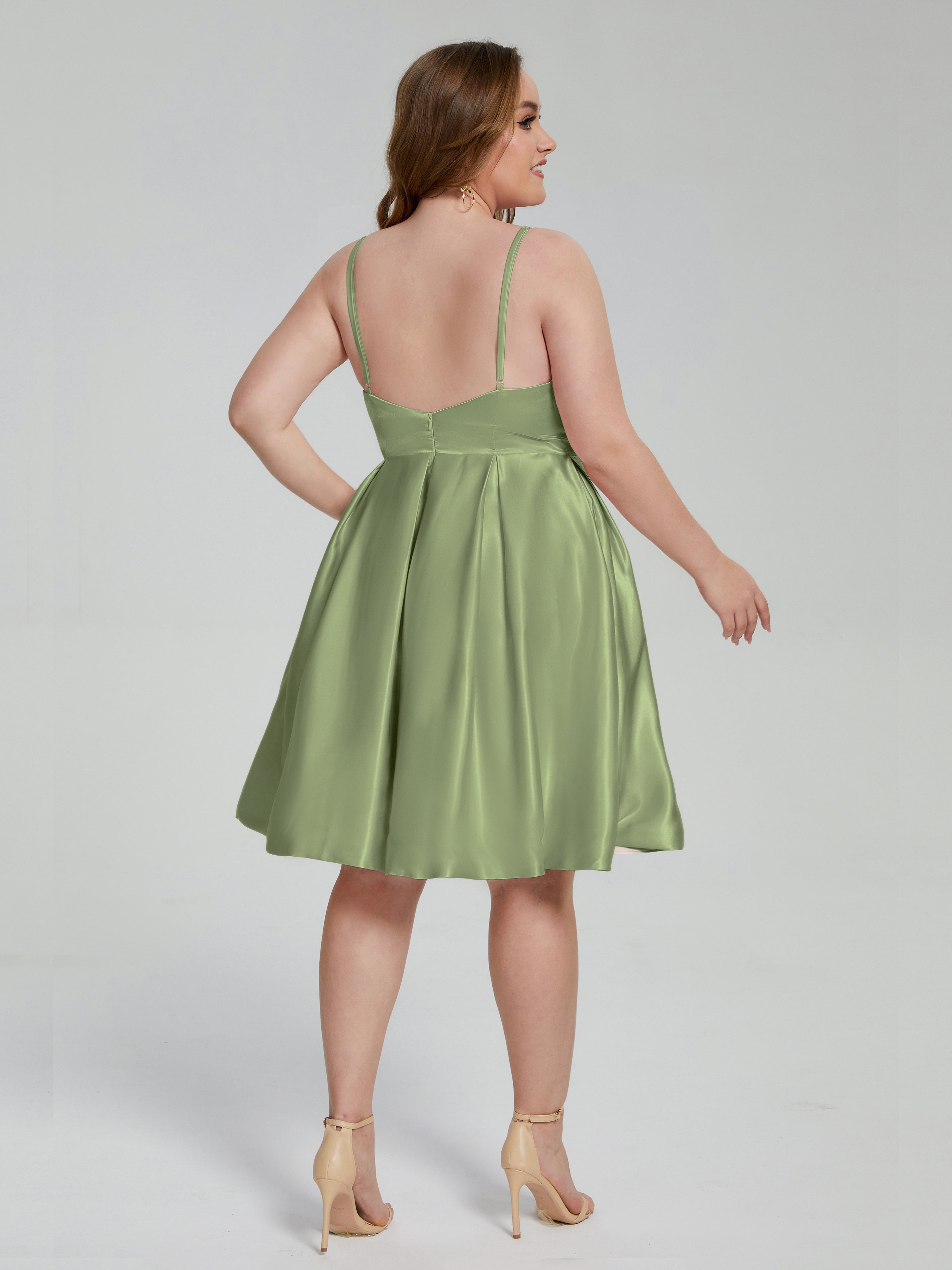 Josie Simple Plus Size Soft Satin Short Bridesmaid Dresses